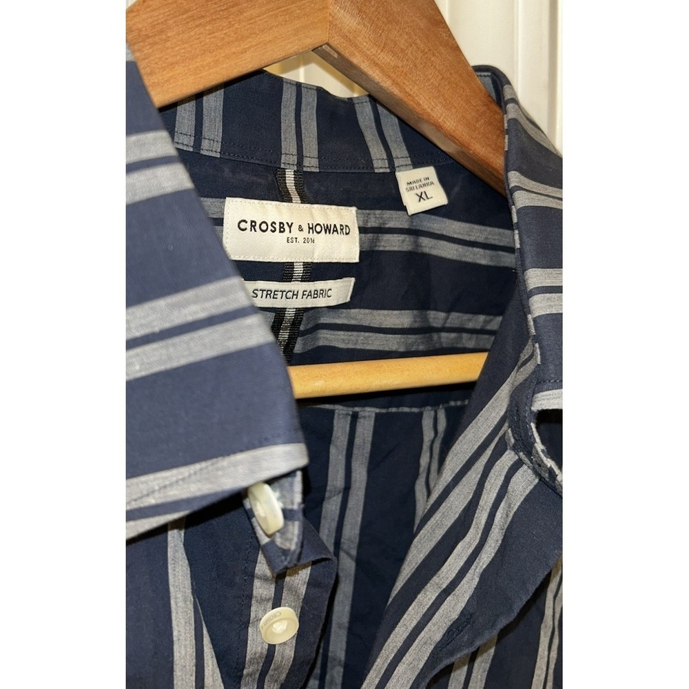 Crosby & Howard Stretch Fabric XL Long Sleeve Button Down Blue Striped
